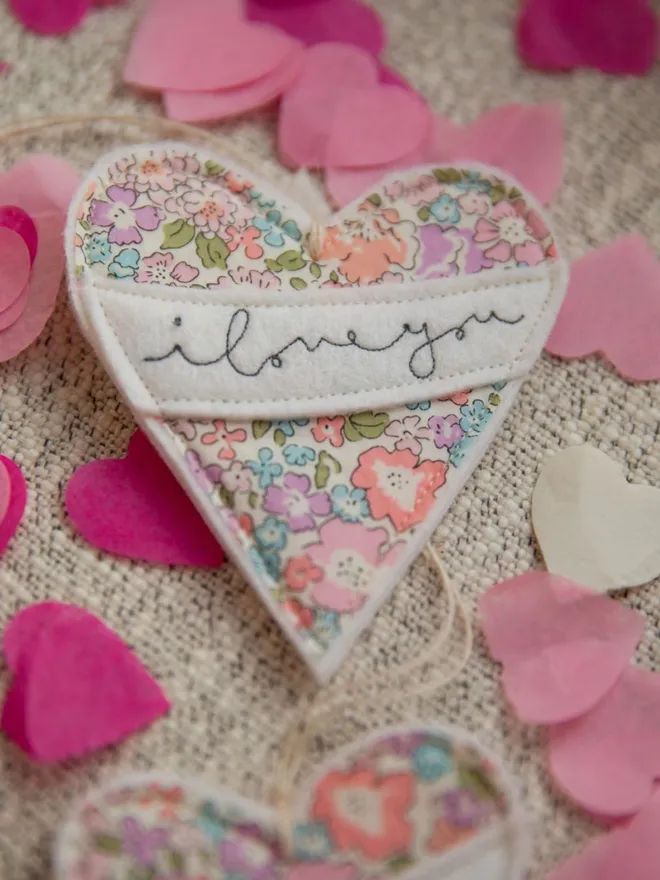 'I Love You' Embroidered Hanging Heart