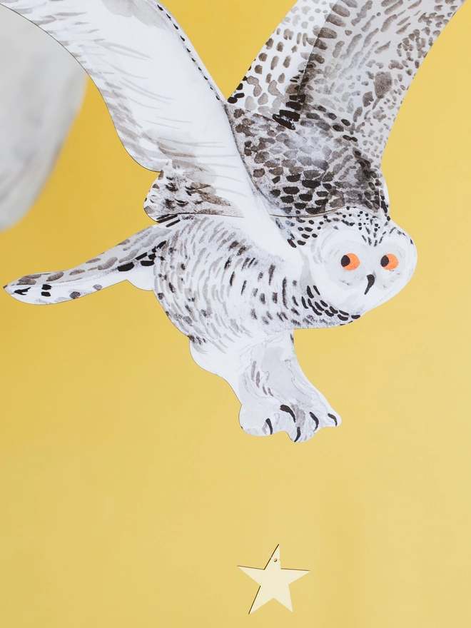 Snowy Owl Decorative Hanging Bird Art