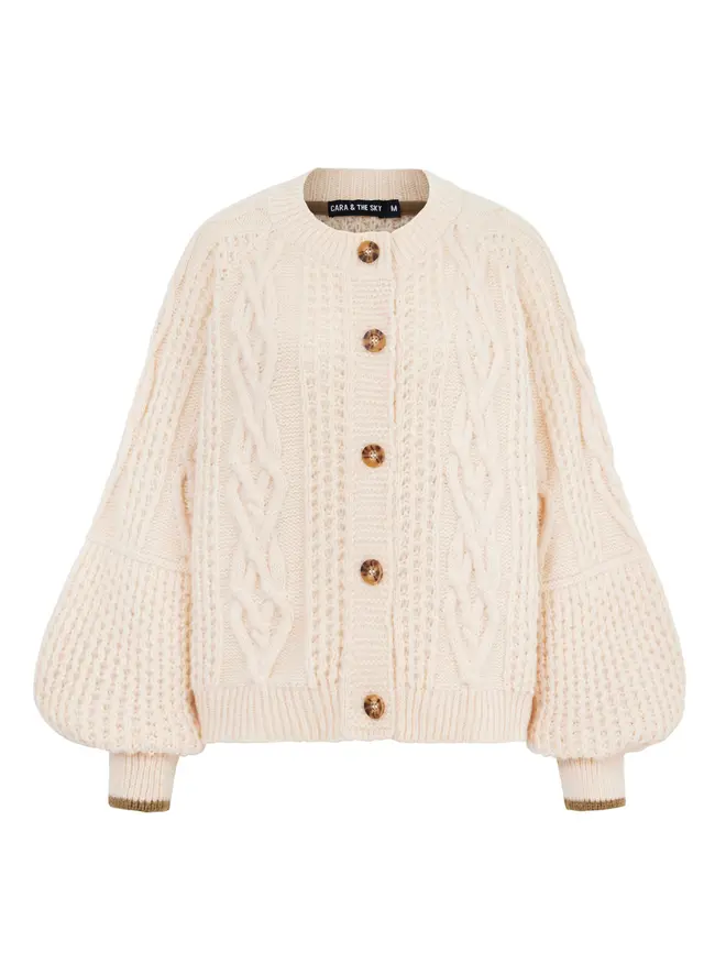 Brigit Heart Cable Cardigan Cream