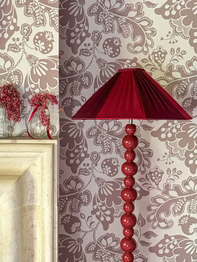 The Stripy Shade - Burgundy & Berry Pleated Lampshade