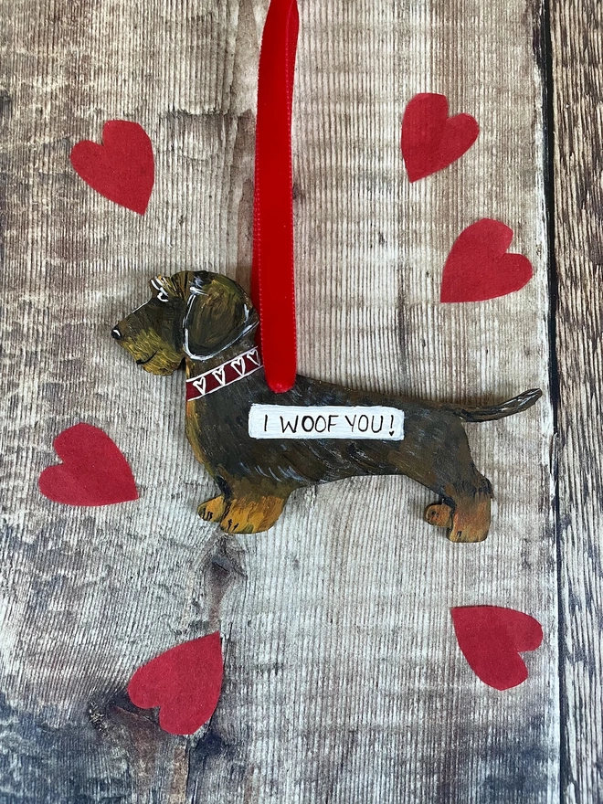 og Portrait Decoration Wire Haired Dachshund