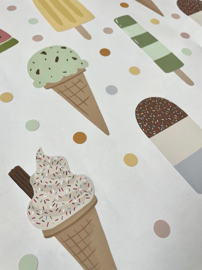 Ducks In A Row Ice Lolly Fabric Wall Stickers Close Up