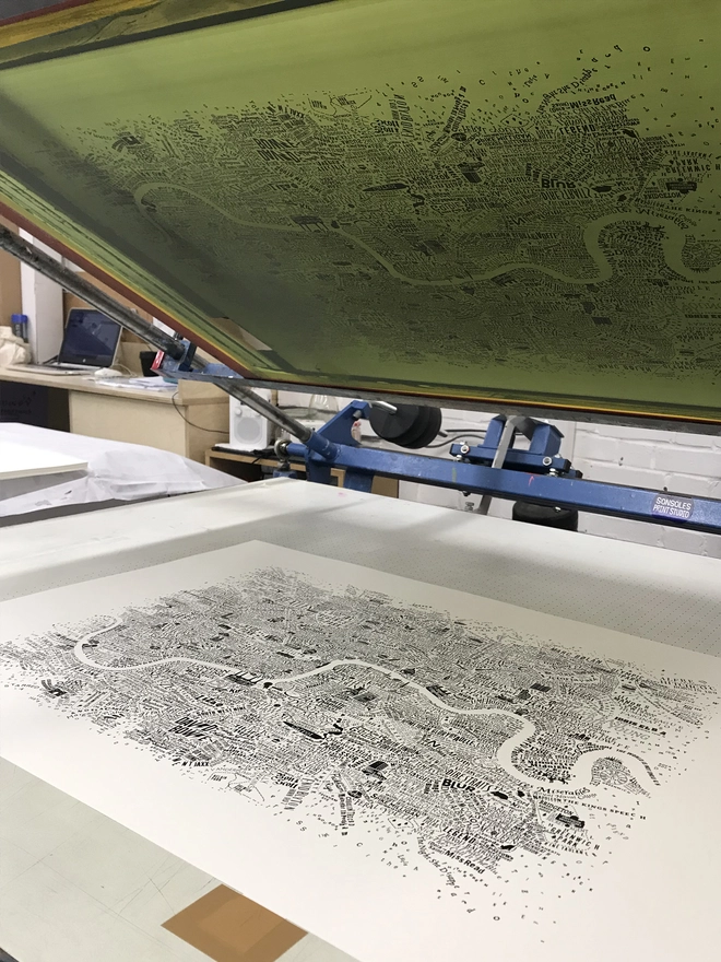 Screenprinting the Culture Map Of London