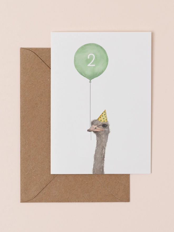 Second birthday bird card