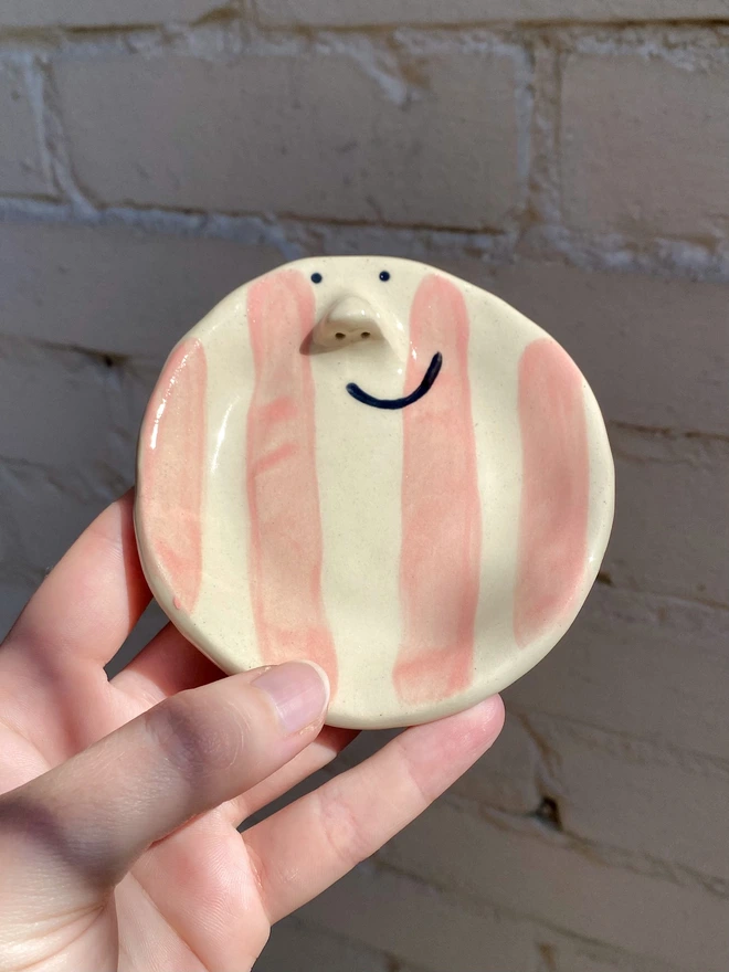 Blush stripe trinket tray