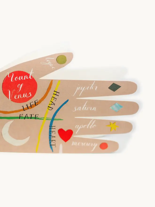hand shaped palm reading card