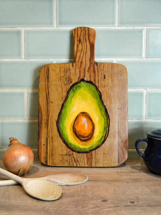 'Avocado' handpainted serving board