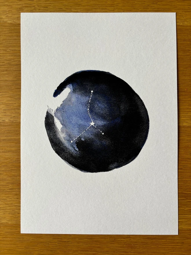 Bespoke Zodiac Watercolour With Calligraphy Print