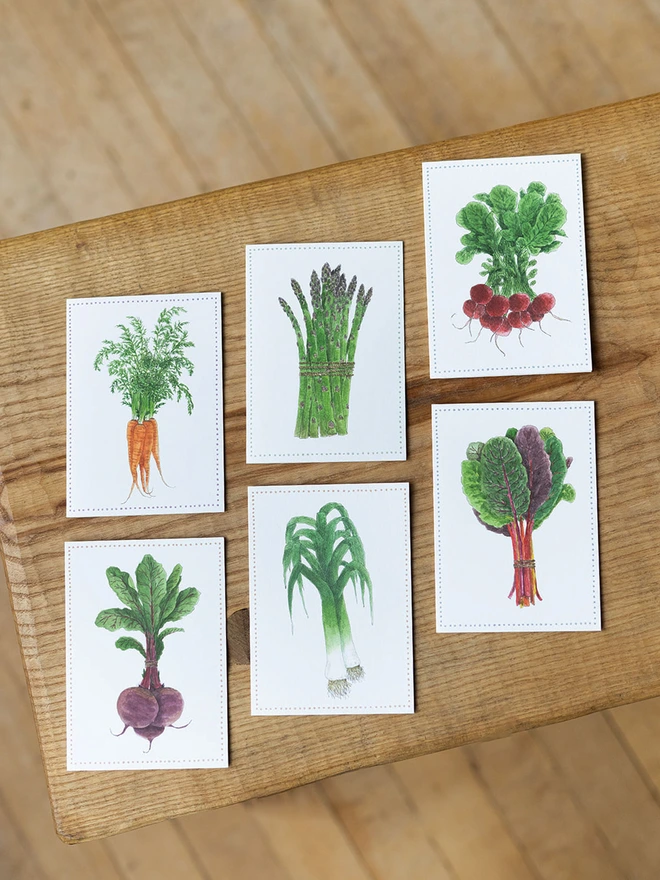 watercolour vegetable cards - mixed pack