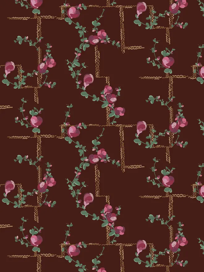 Coco Wallpaper, a living room with a decorated floral wallpaper. 