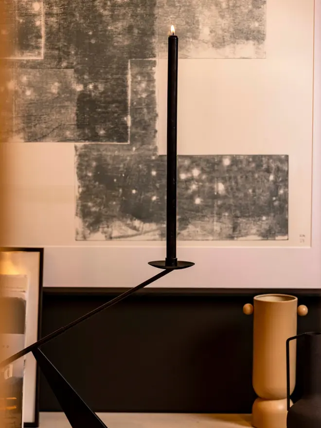 black taper candle pair