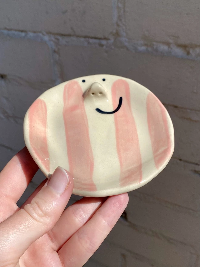 Blush stripe trinket tray