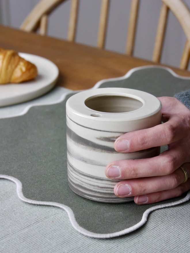 ceramic takeout coffee cup