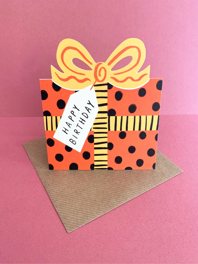 Birthday bow pop up birthday card by Kitty Kenda 