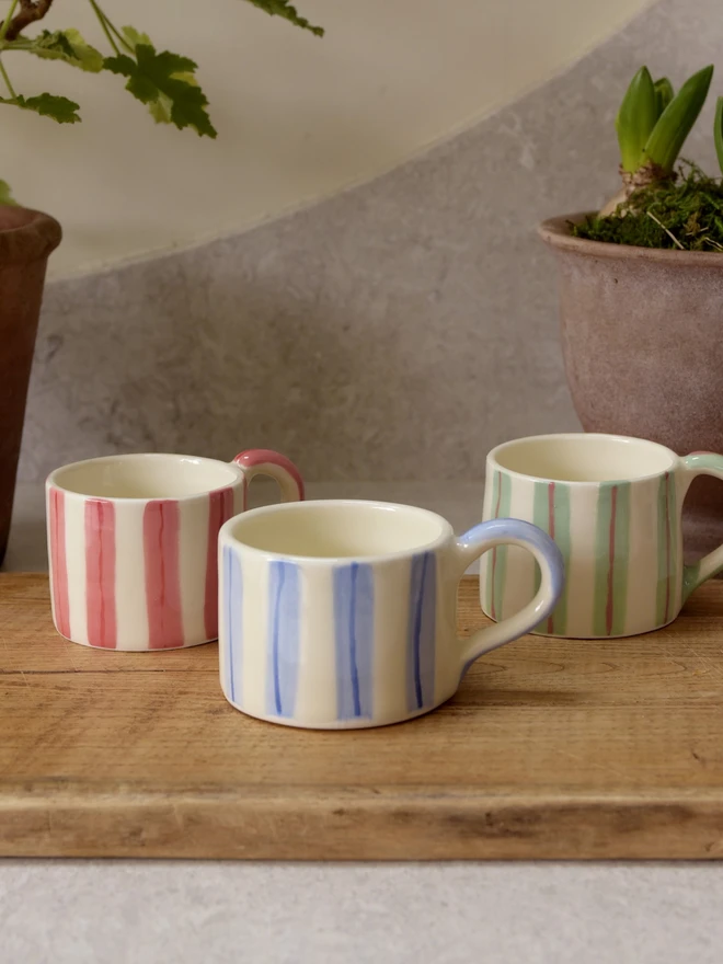 blue stripey mug