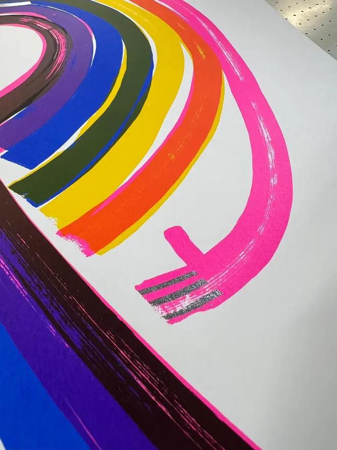 'Let's Go Rainbow' Mr Rainbow Screenprint, a colourful screenprint. The print says 'Let's go rainbow'. 