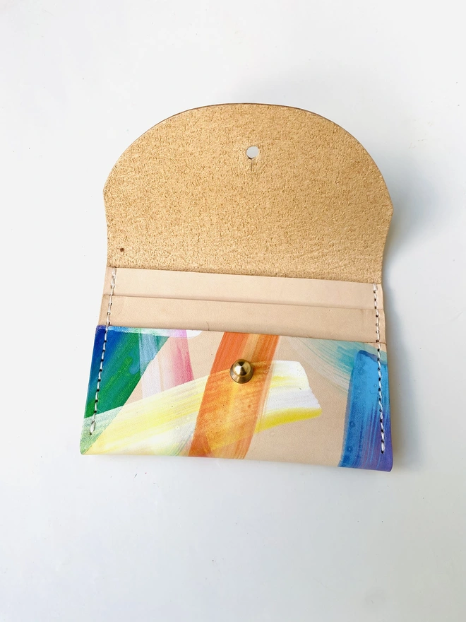 hand painted leather purse 