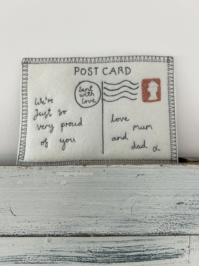 personalised embroidered postcard