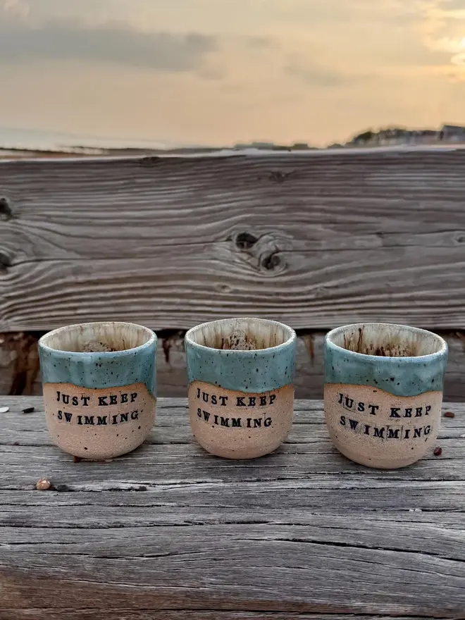 'Just Keep Swimming' Coastal Style Ceramic Cup