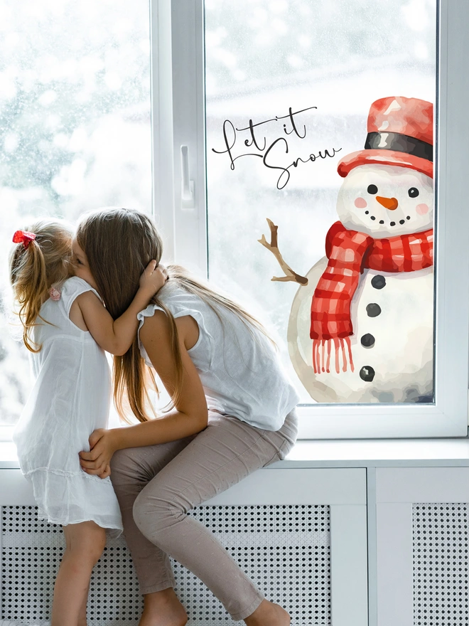 Let it snow snowman window sticker