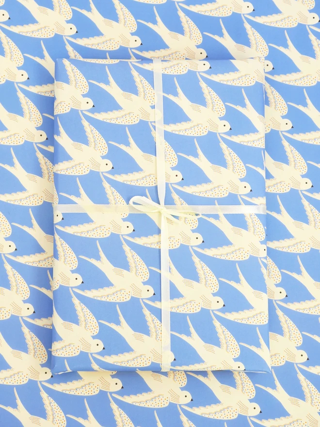 Birds Inflight Wrapping Paper – Sky Blue 