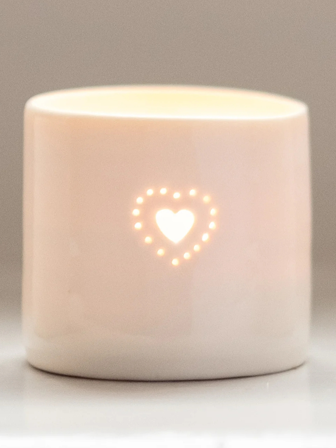 love heart mini porcelain tealight holder