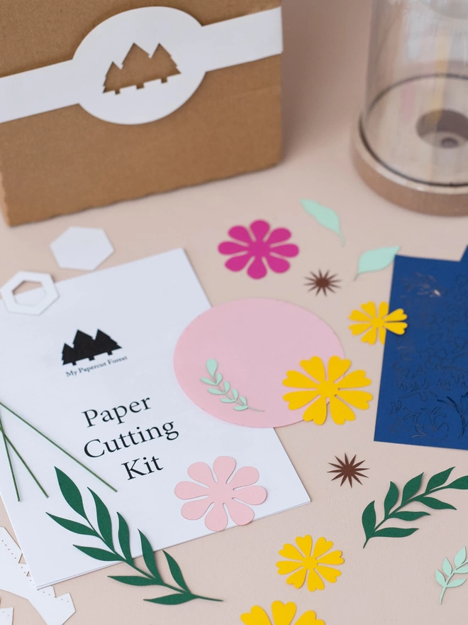 All the elements of a paper craft kit by My Papercut Forest