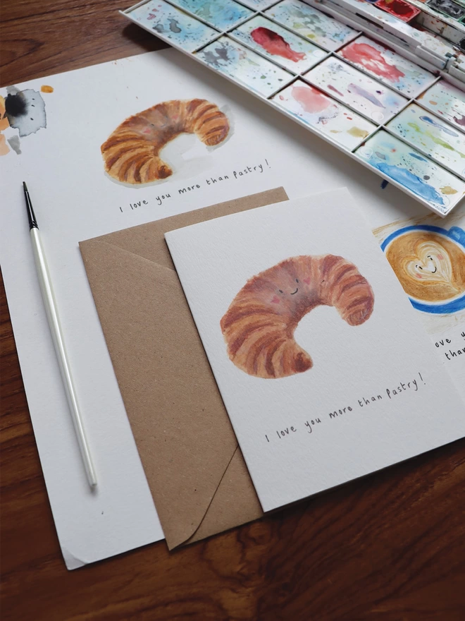 I Love You more than Pastry Croissant Valentines Day Card
