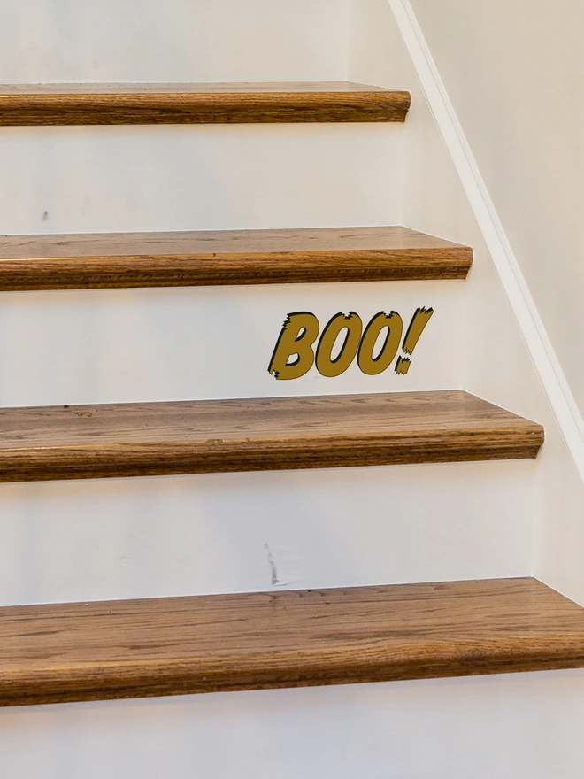Removable Boo decal on stair raiser
