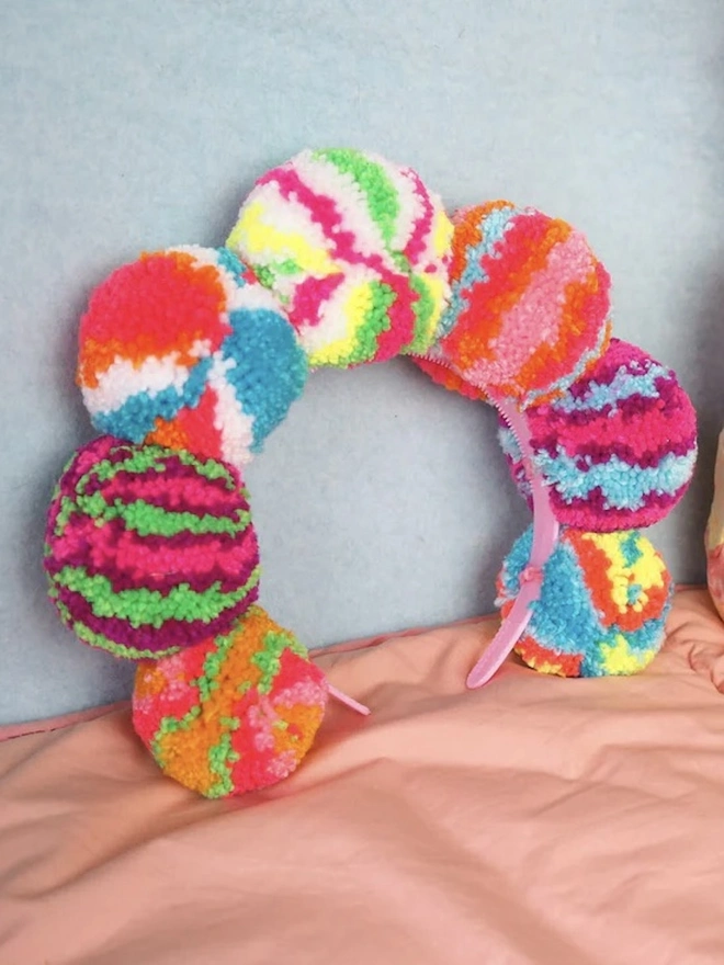 Pom Pom Rainbow Crown