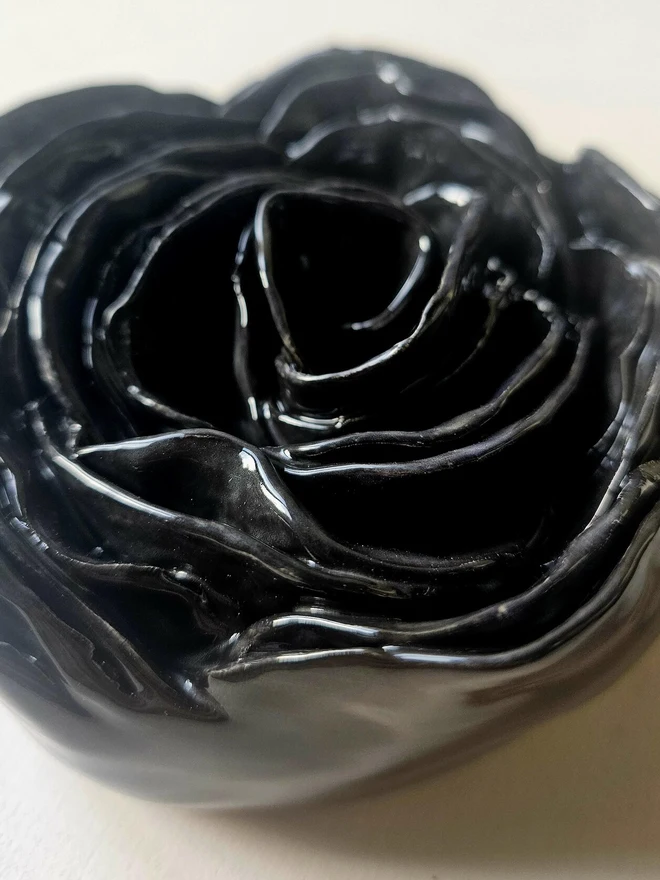 black ceramic rose flower pottery wall decor 3d sculpture floral art 