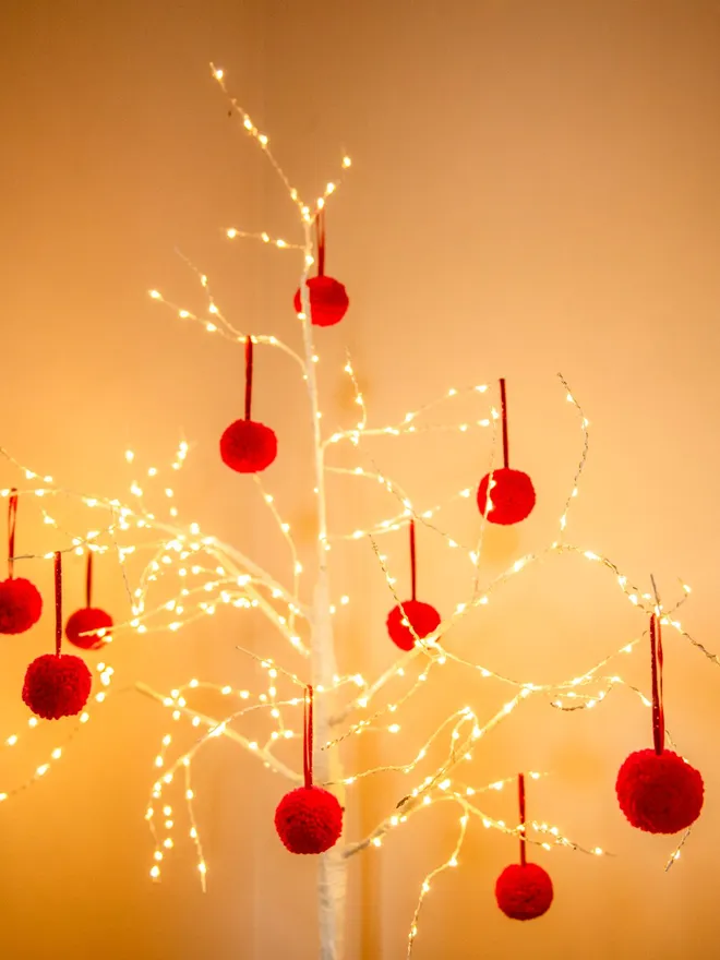 Ted Pom Pom Christmas Baubles set of 6 