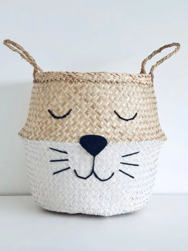 White Cat Belly Basket
