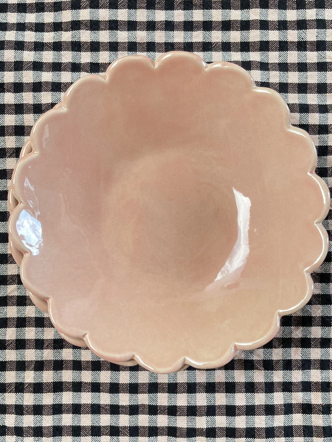 rose gold colour version of small ice cream bowl with scallop edge
