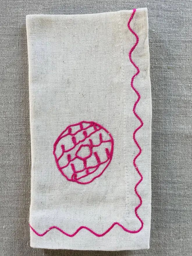 party ring biscuit embroidered linen napkin
