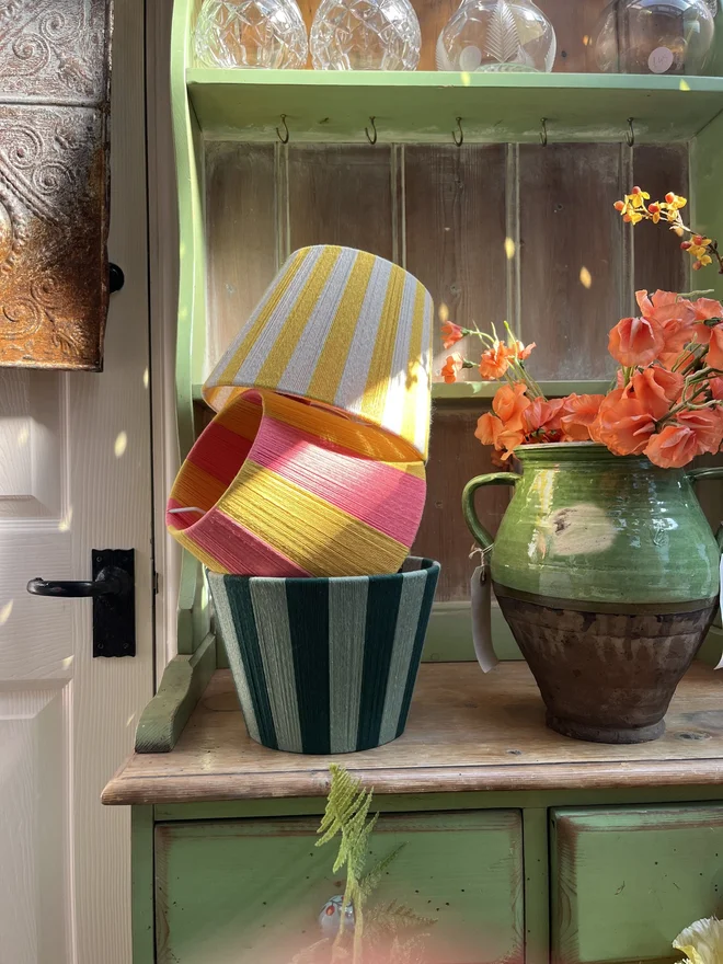 Bloom The Yellow And Pink Stripe String Lampshade