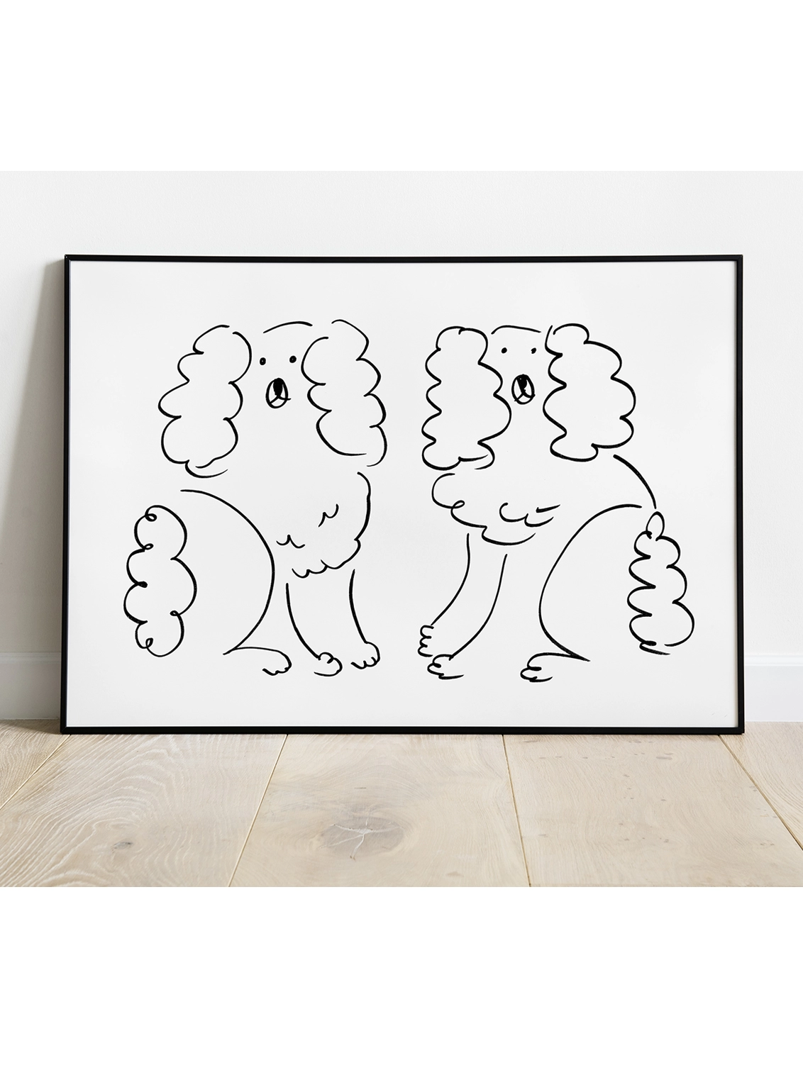 A3 art print of two pen and ink sketch illustrated Staffordshire Wally Dogs.