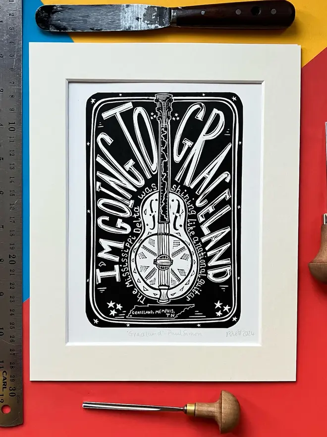 paul simon graceland lyric lino print