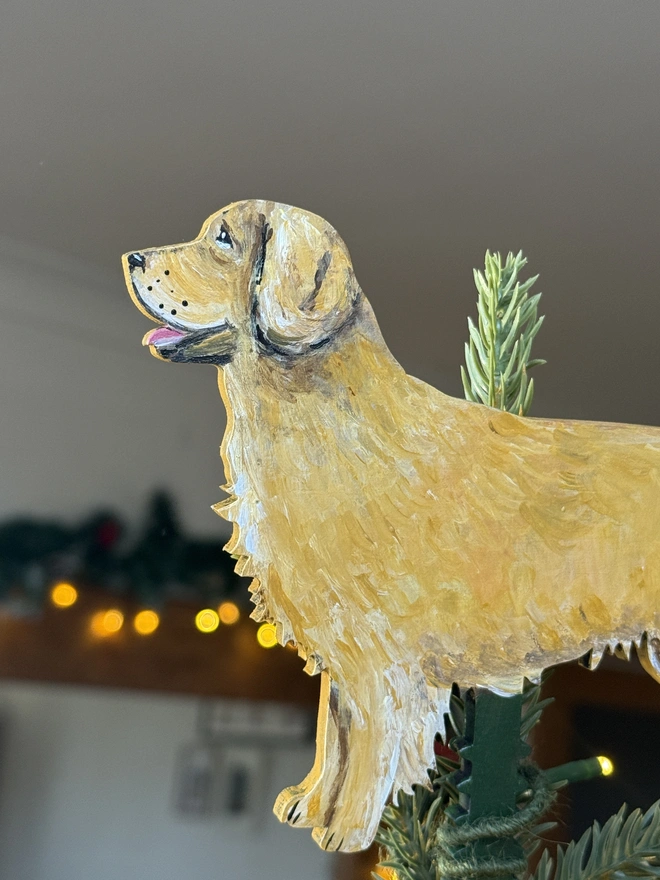 Golden Retriever Dog Christmas Tree Topper 