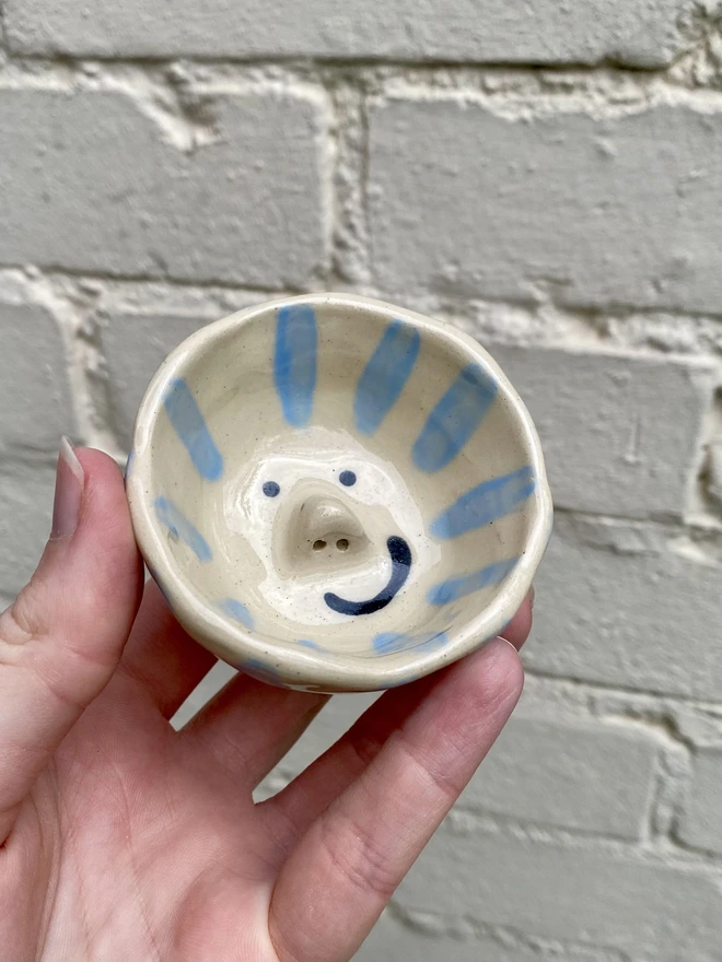 blue stripe trinket bowl