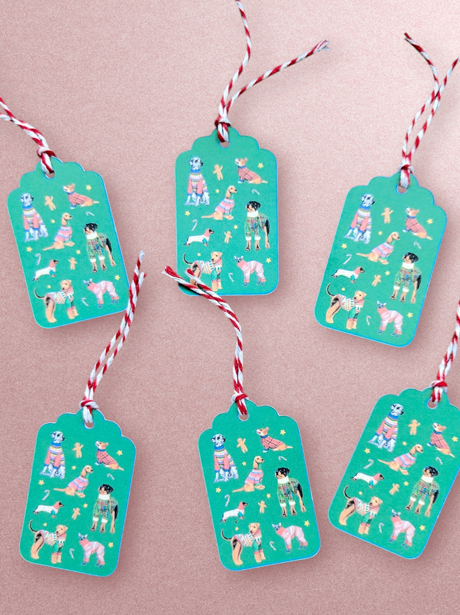 christmas dogs gift tags