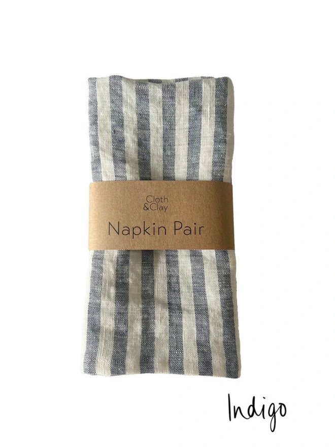 Striped linen napkin pair