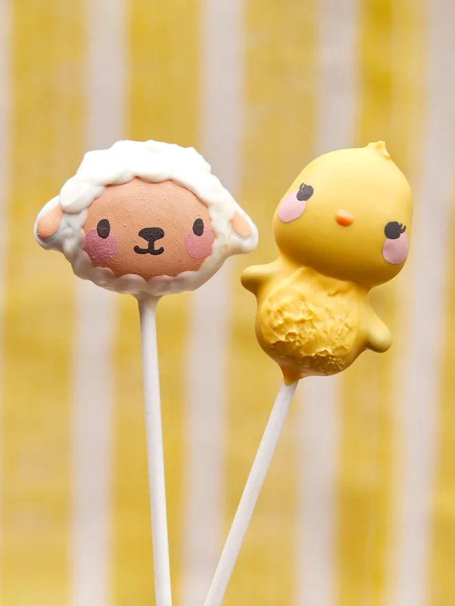 Easter chick and lamb cake pop