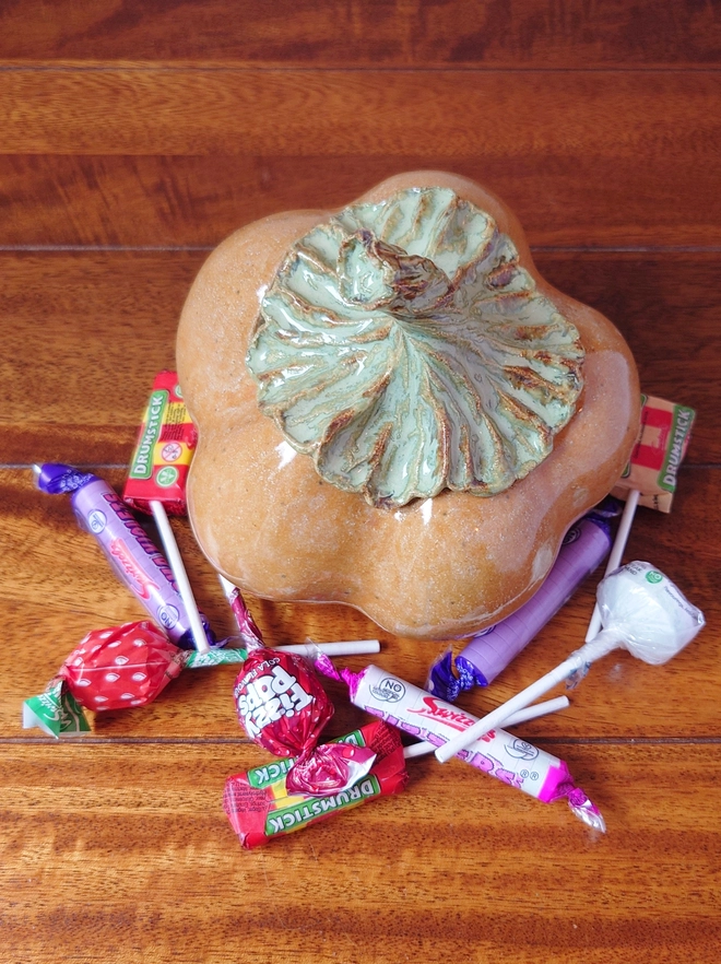Pumpkin Jar Lidded Pot Halloween Decor