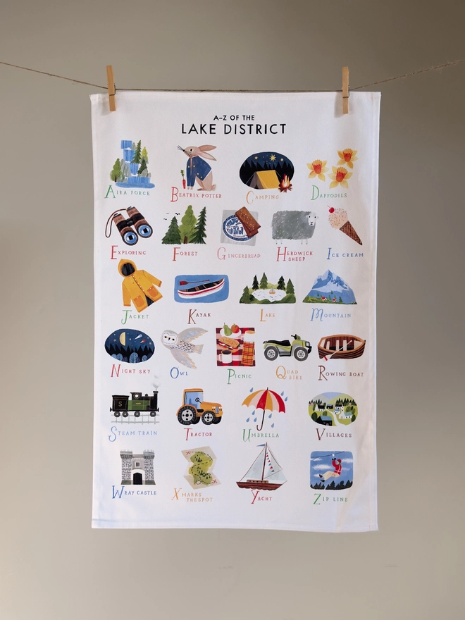 A-Z Lake District Tea Towel