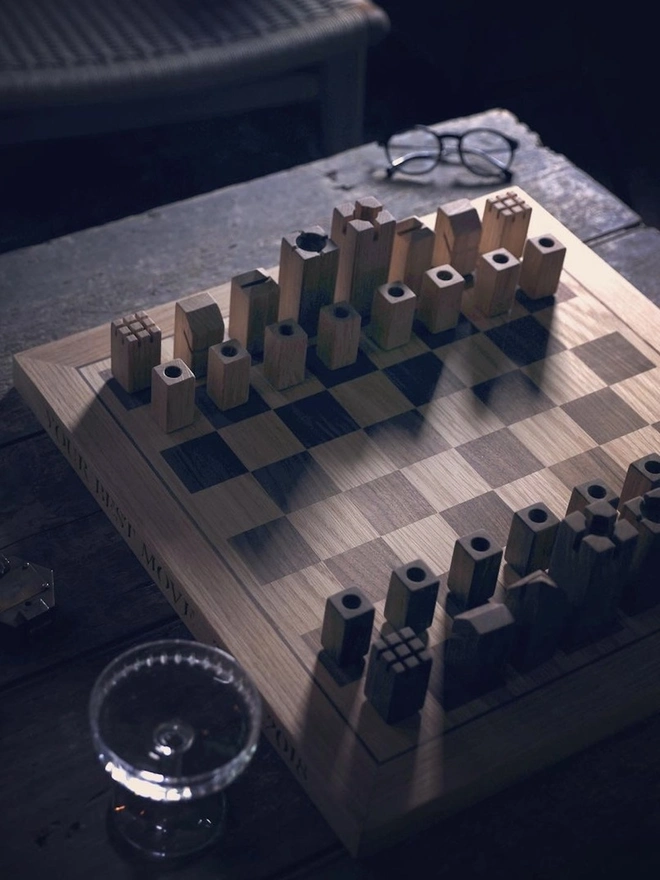 Personalised Oak Chess Board 