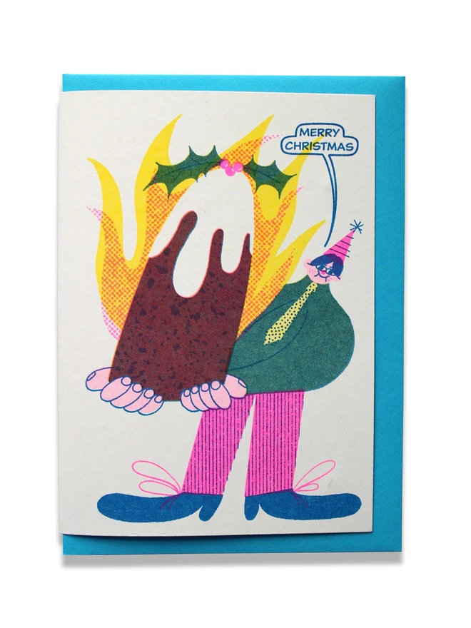 'Xmas Pudding' A6 Riso Christmas Card