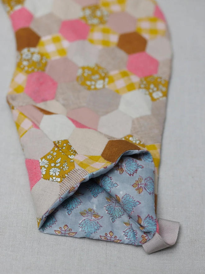 patchwork hexagon christmas stocking