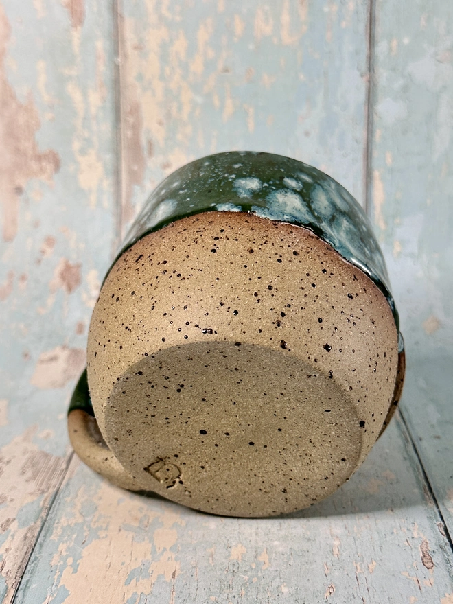 Green Christmas Ho ho ho Mug, Handmade Ceramic Cup 