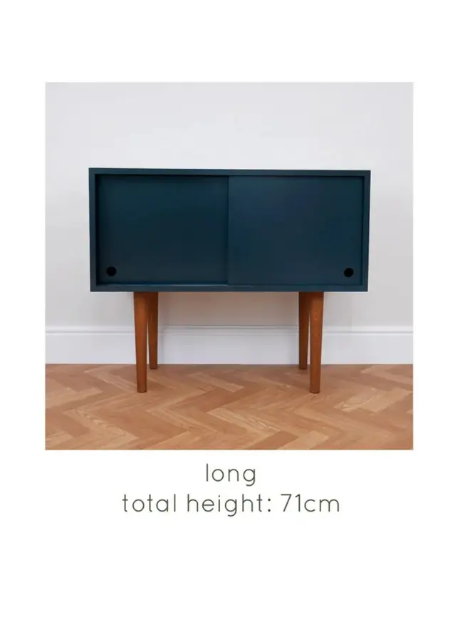 Mid Century Navy Vinyl Storage With Retro Pattern